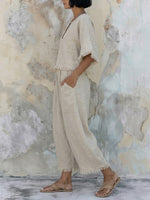 Women's Casual Cotton And Linen Tassel Set