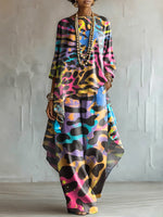 Elegant & Colorful Artistic Animal Print Two-piece Set
