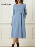 Women's Cozy Long-sleeved Cotton Dress