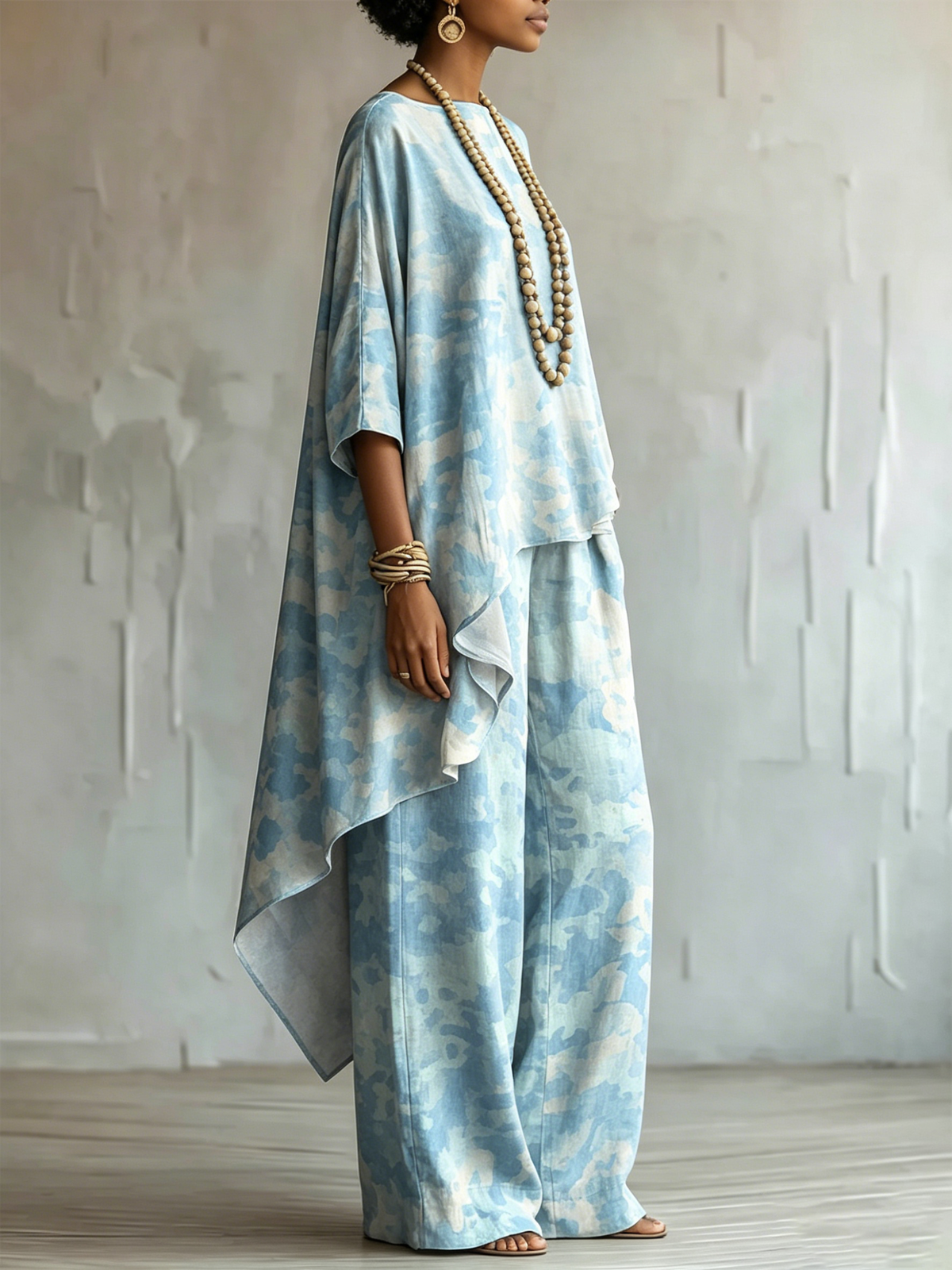 Elegant Artistic Ink-splatter Print Two-piece Set