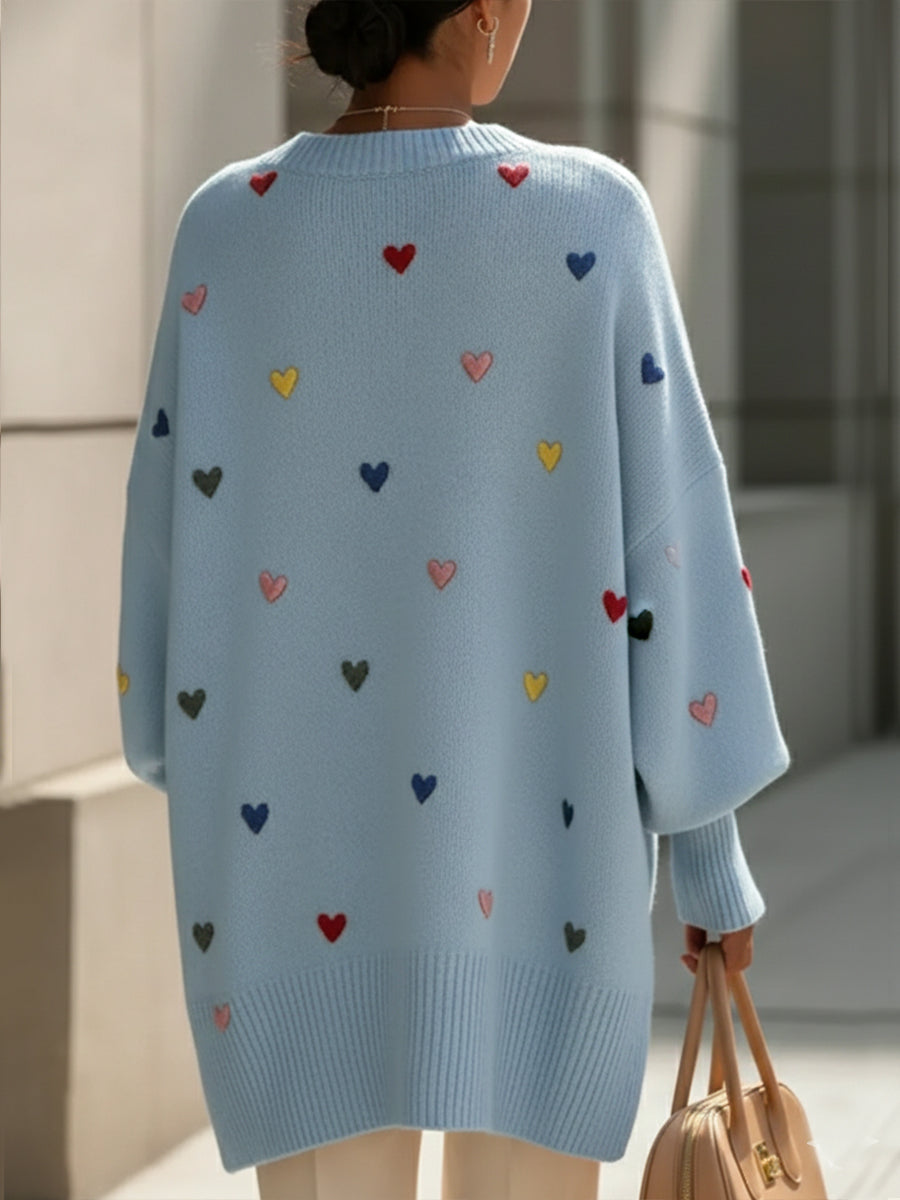 Sweater with a heart pattern