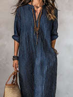 Women's Retro Striped Casual Maxi Dress