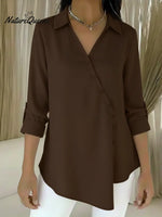 Women's Casual Asymmetrical Hem Cotton Shirt