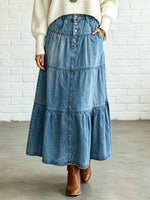 Women's Casual Maxi Denim Skirt