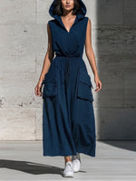 Women's Workwear Style Casual Hooded Sleeveless Maxi Dress