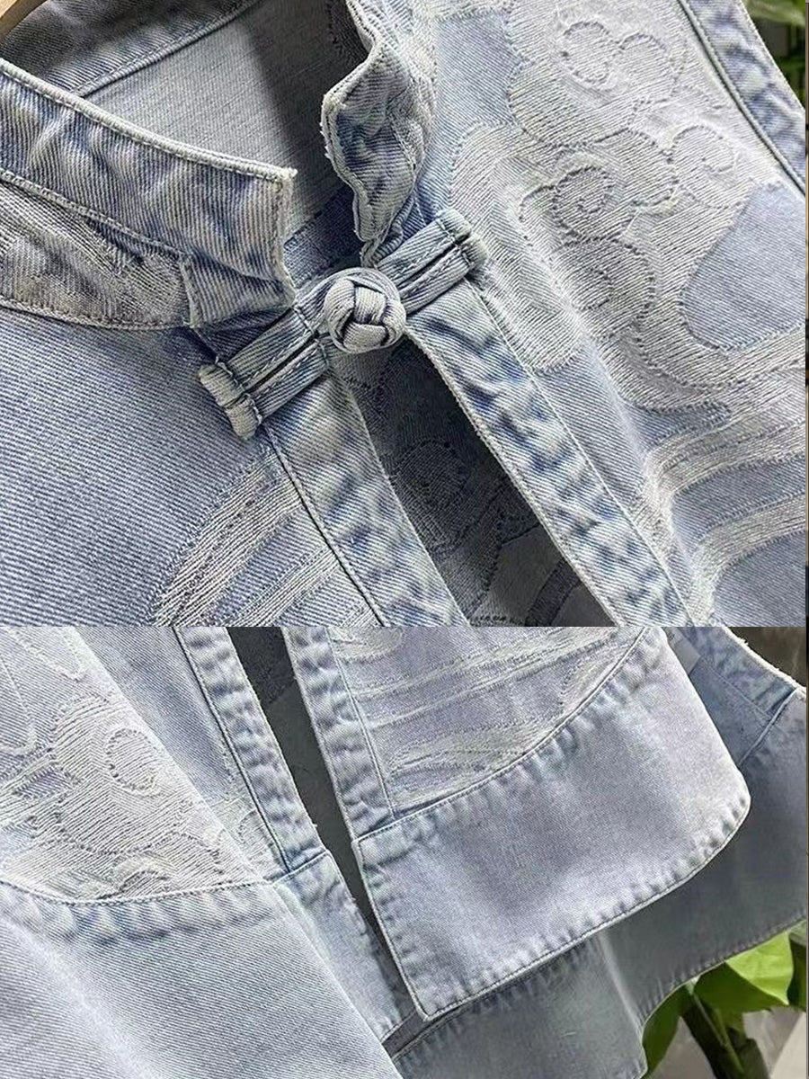 Stylish Casual Jacquard Denim Vest