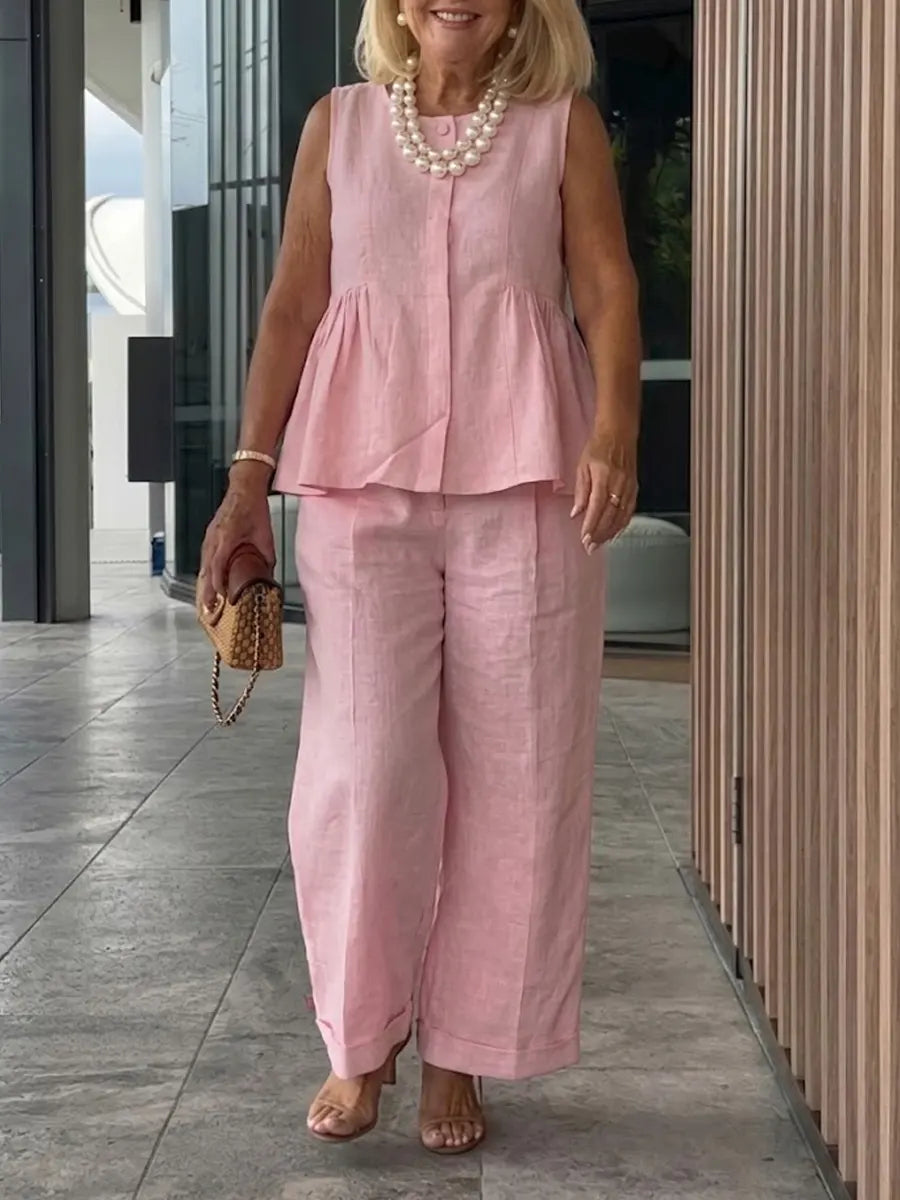Women's Elegant Cotton And Linen Set