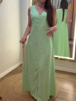 Women's Solid Color V-neck Sleeveless Casual Loose Cotton And Linen Dress