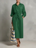 Linen And Cotton Dress With Drawstring Waist
