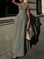 Women's Casual Zippered Maxi Sleeveless Dress