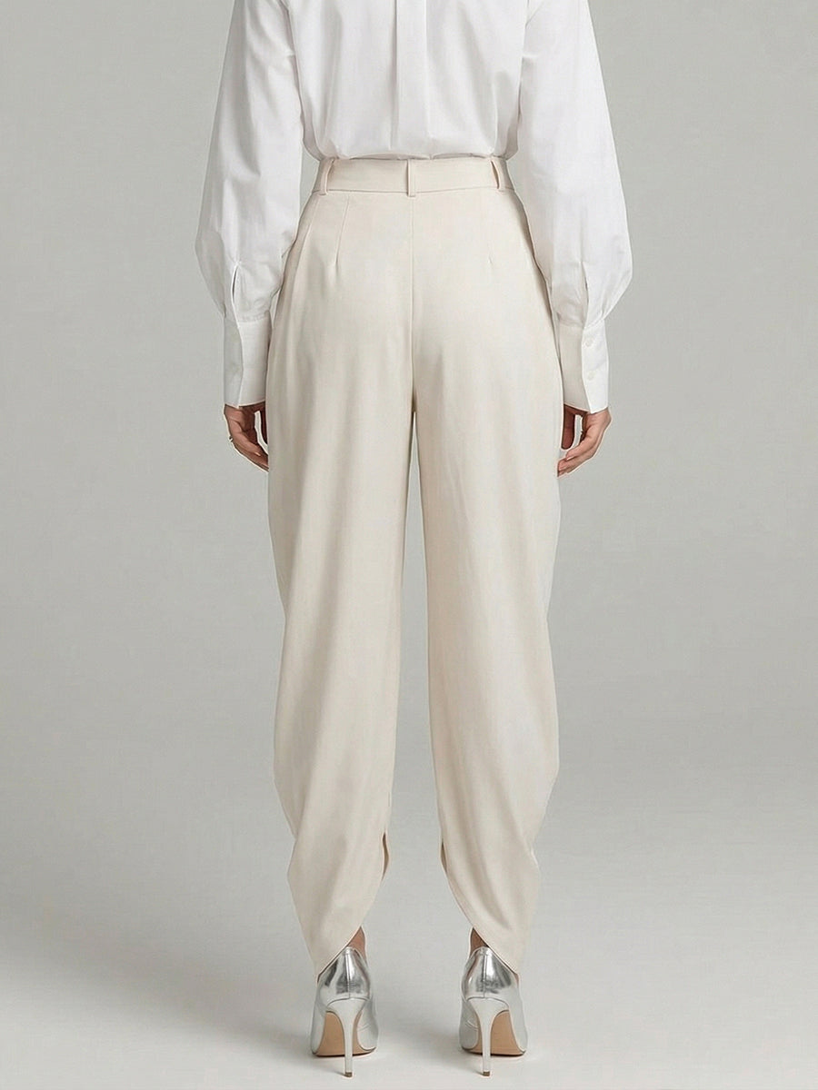 Women's Irregular-hem Draping And Pleats Linen Cotton Pants