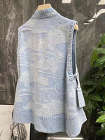 Stylish Casual Jacquard Denim Vest