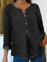 Women's V-neck 3/4 Sleeve Casual Loose Denim Top