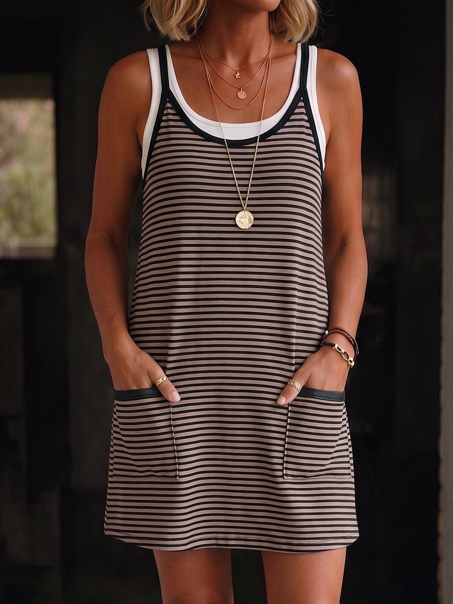 Vestido mono de algodón a rayas, relajado y versátil