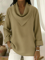 Retro Style Triangular Collar Cotton And Linen Top