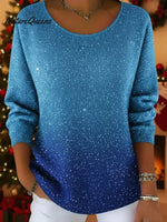 Christmas Galaxy Glitter Gradient Knit Sweater Top