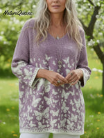 Butterfly Valley Art Print Cozy V-neck Sweater