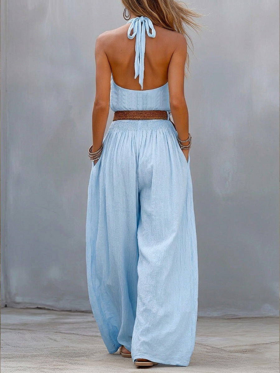 Casual Linen And Cotton Sleeveless Jumpsuit