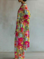 Elegant Floral Pattern Print Two-piece Set