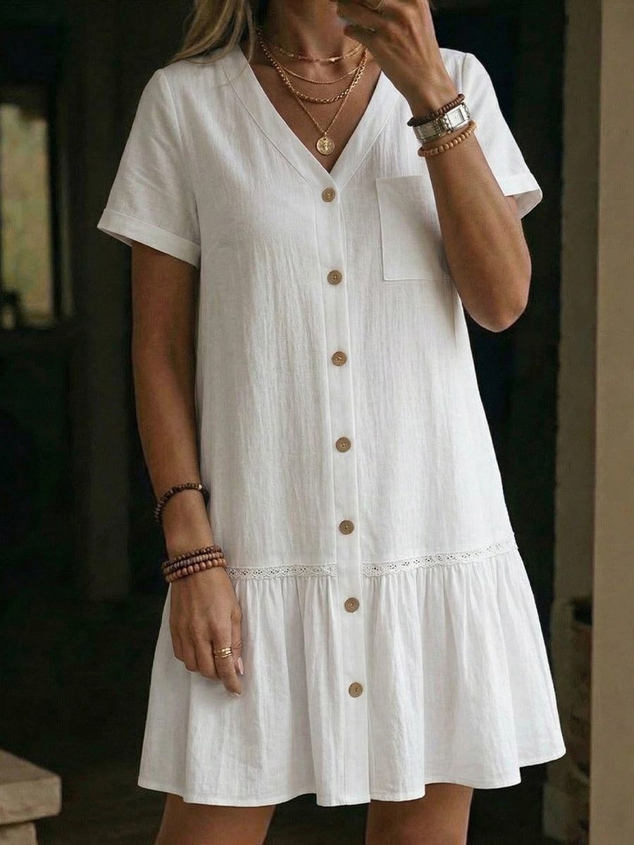 Women's V-neck Ruffled-hem Dress