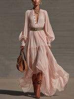 Women's Vintage Flowy Striped Maxi Dress