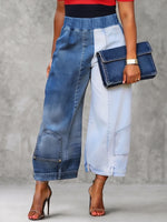 High-waisted Wide-leg Paneled Cropped Jeans