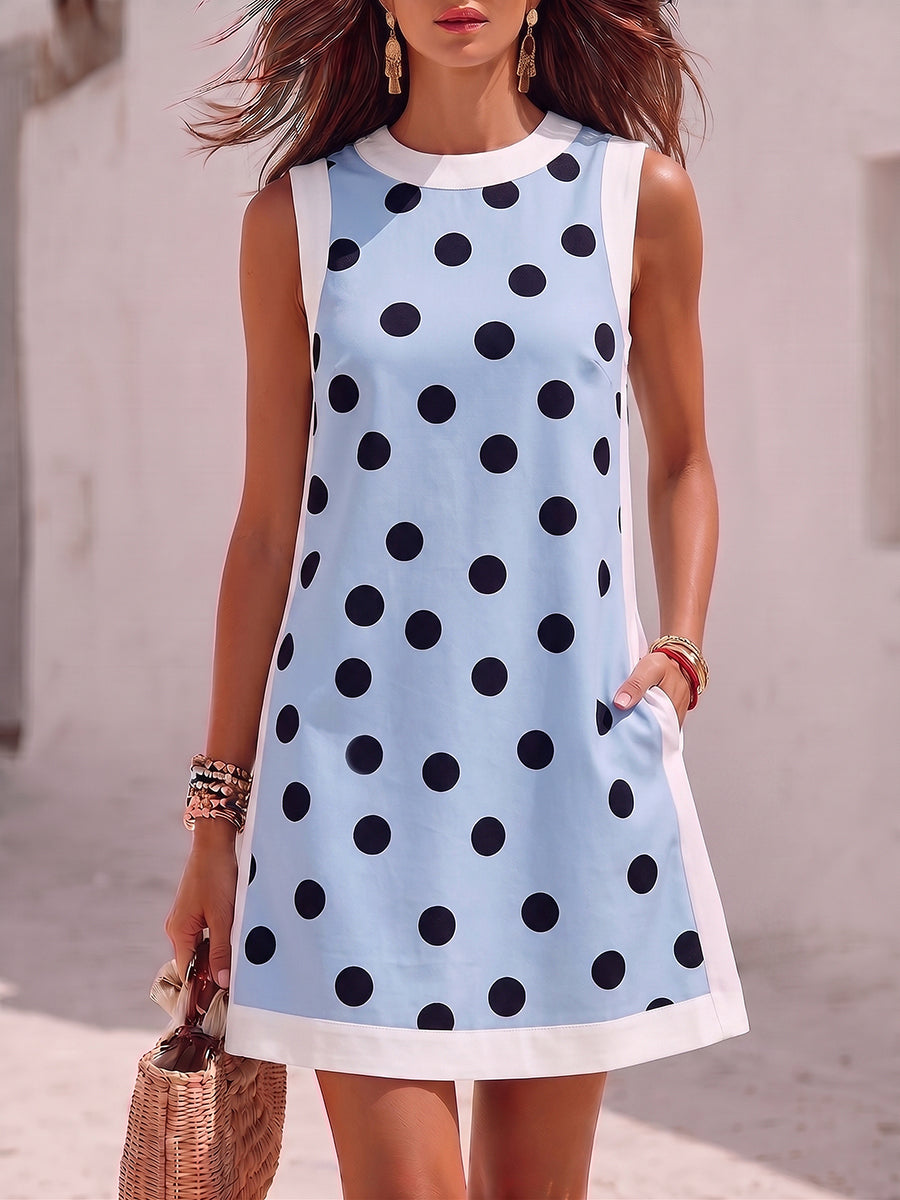 Retro Polka-dot Print Top And Shorts Two-piece Set