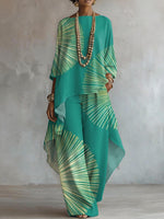 Elegant Retro Geometry Print Two-piece Set