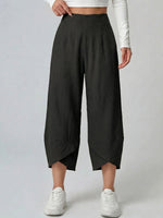 Women's Solid Color Loose Elegant Casual Simple Cotton And Linen Ninth Pants