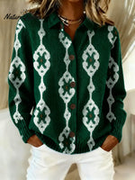 Women's Vintage Abstract Geometry Art Print Casual Sweater