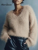 Women's Cozy Plush V-Neck Sweater