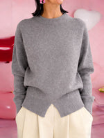 Women's Solid Color Stand-collar Long-sleeved Loose-fitting Casual Knitted Sweater