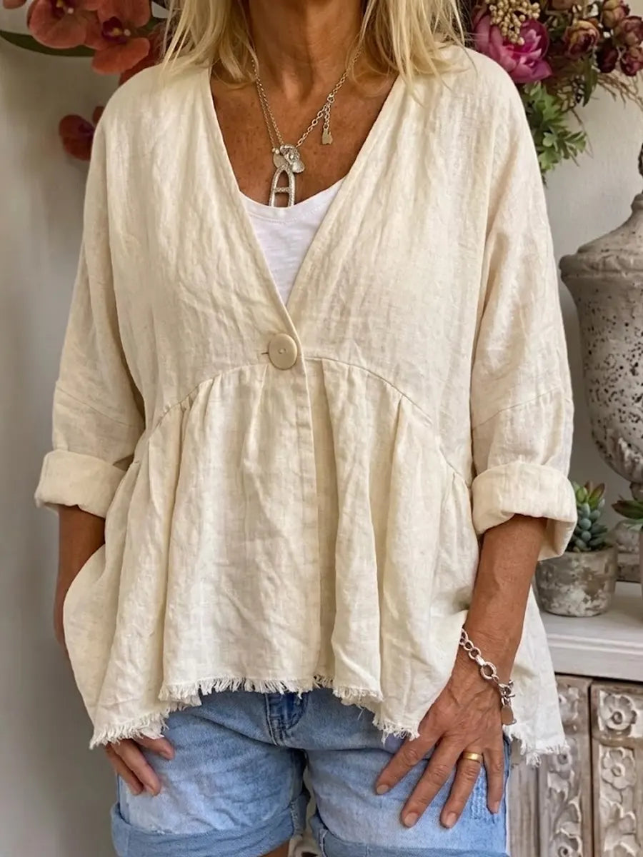 Women's Simple Relaxed Cotton Linen Top