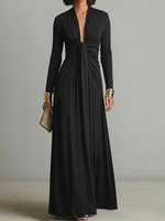 Elegant V-neck Stretchy Vacation Maxi Dress