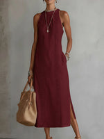 Retro Cozy Lace Minimalist Linen Dress