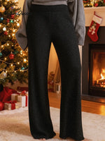 Christmas Cozy Sparkling Knit Wide-leg Pants