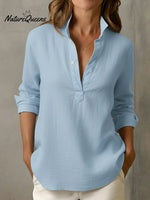 Casual Stand-collar Button-up Linen Shirt