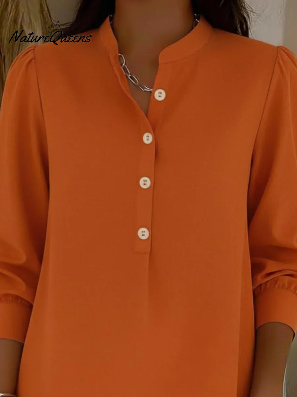 Audrey Stand Collar Button-down A-line Midi Dress