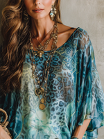 Sexy Artistic Leopard Print Chiffon Top