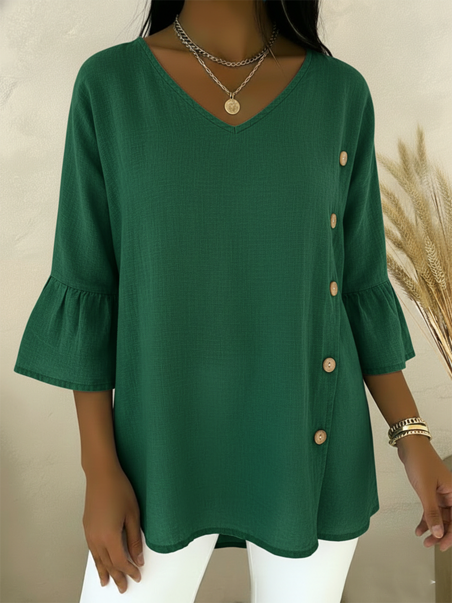 Cozy Button-down Linen Shirt Top