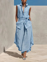 Women's Minimalist Cotton And Linen Set With A Designer Feel