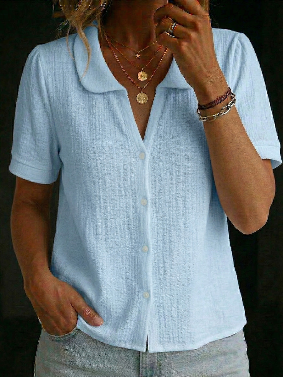 Women's Peter Pan Collar Short-sleeve Cardigan