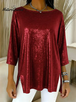Women's Sparkly Christmas Round-neck Top
