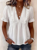 French-style Gentle V-neck Short-sleeve Top