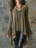 Bohemian Knitted Top With Irregular Hem