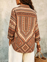 Women's Ethnic Pattern Art Casual Stylish Long Sleeve Cotton Linen Shirt