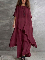 Casual Long Top And Pants Two-piece Set