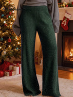 Christmas Cozy Sparkling Knit Wide-leg Pants