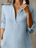 Casual Stand-collar Button-up Linen Shirt