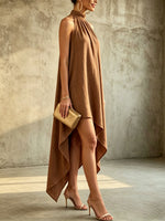 Women's Irregular Cut Sleeveless Cotton Linen Dress